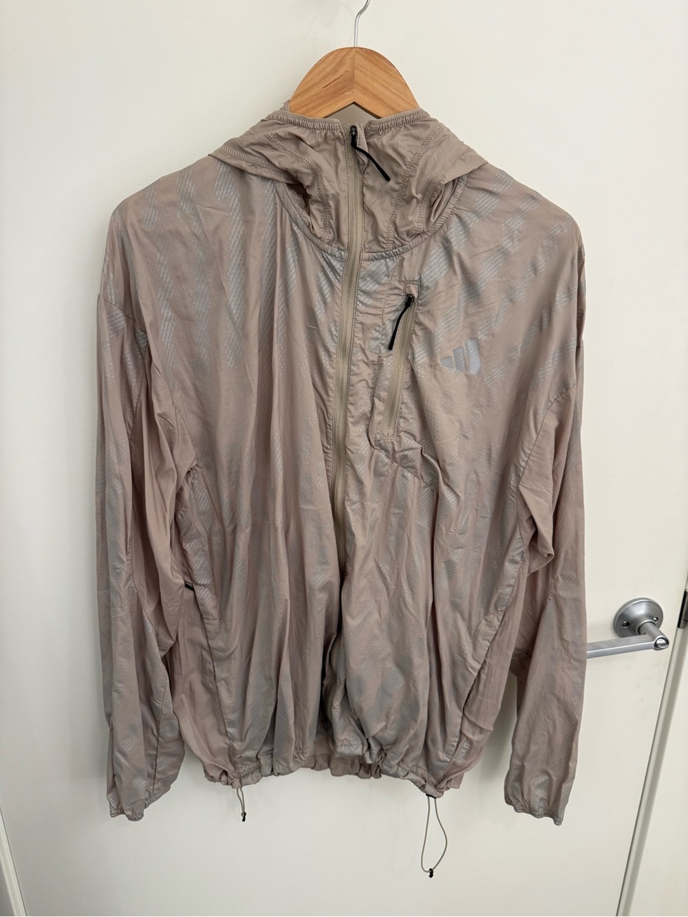Adidas Lightweight Men's Hooded Windbreaker Jacket - Taupe